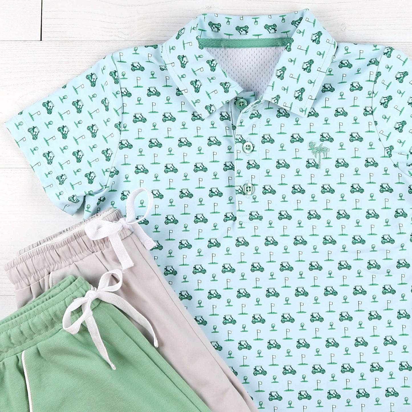 Sage Pique Knit Shrimp Shorts