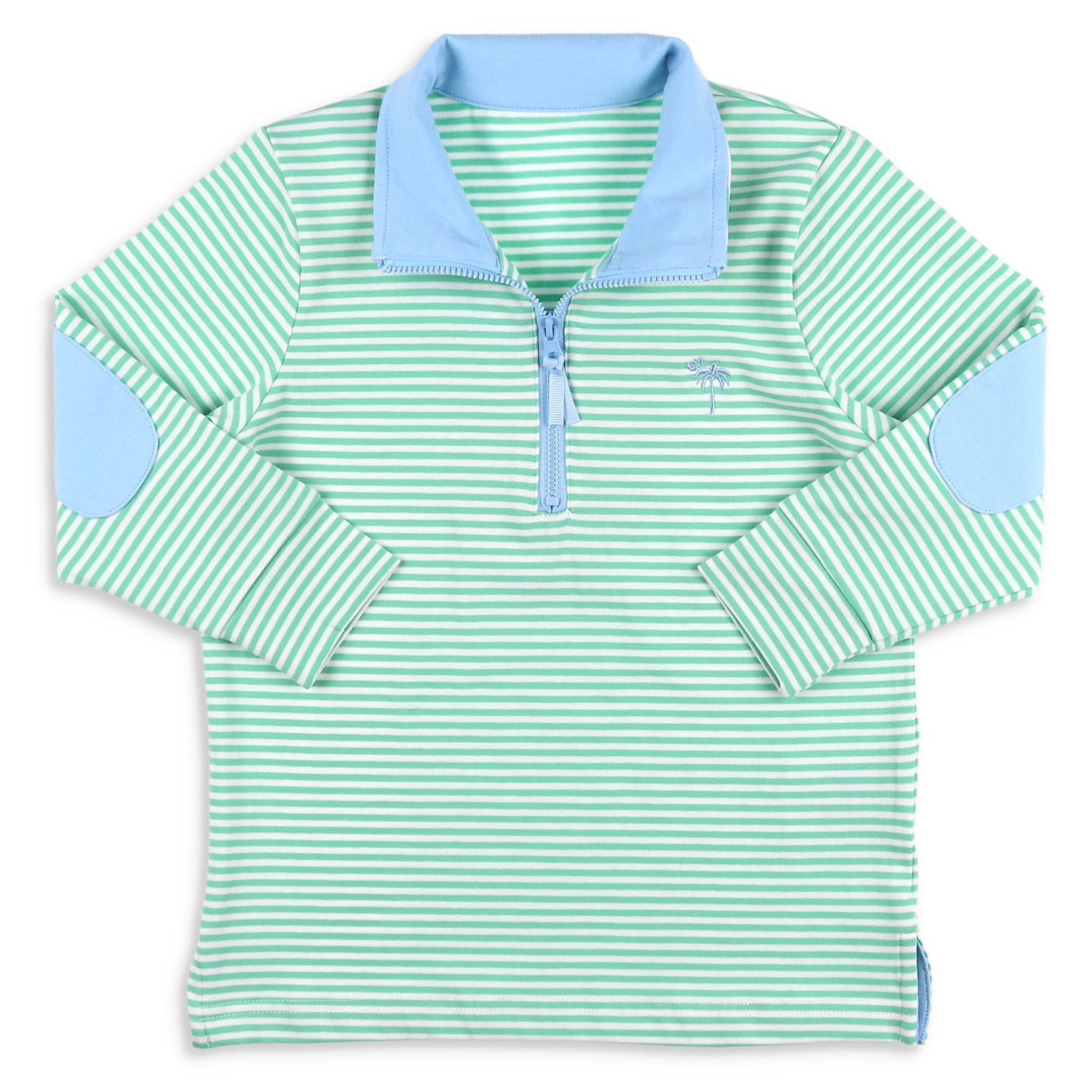 Boys Quarter Zip - Green Stripe