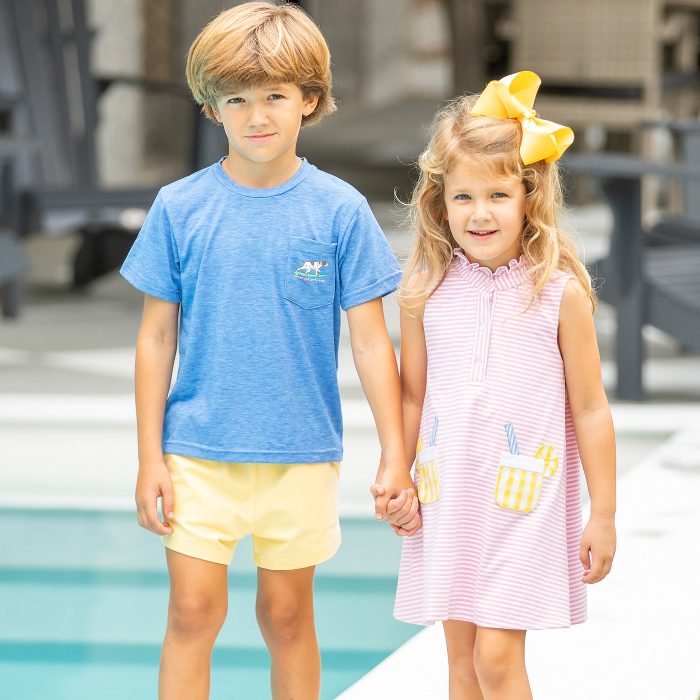 Girls Applique Pocket Dress - Lemonade