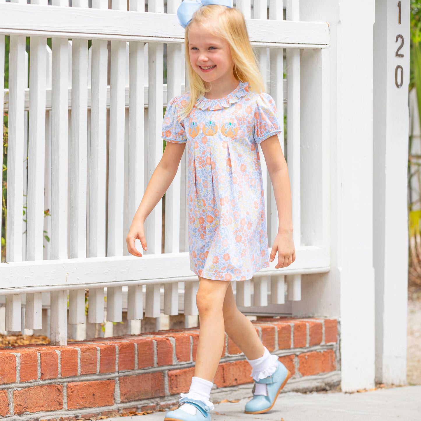 Girls Applique Dress - Harvest Blooms