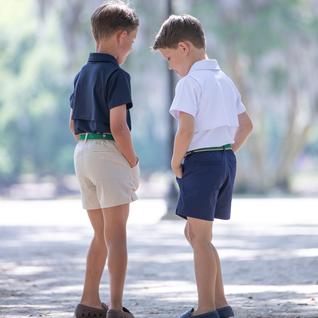 Khaki Button Front Performance Shorts - khaki button front performance shorts back