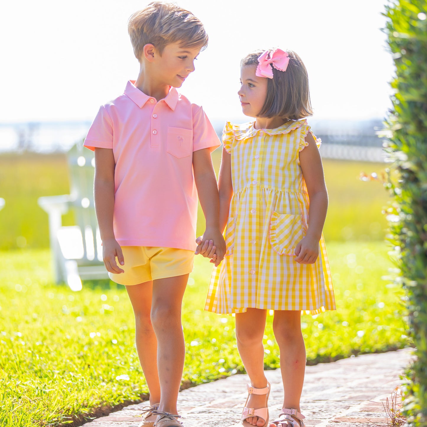 Girls Button Dress - Lemonade
