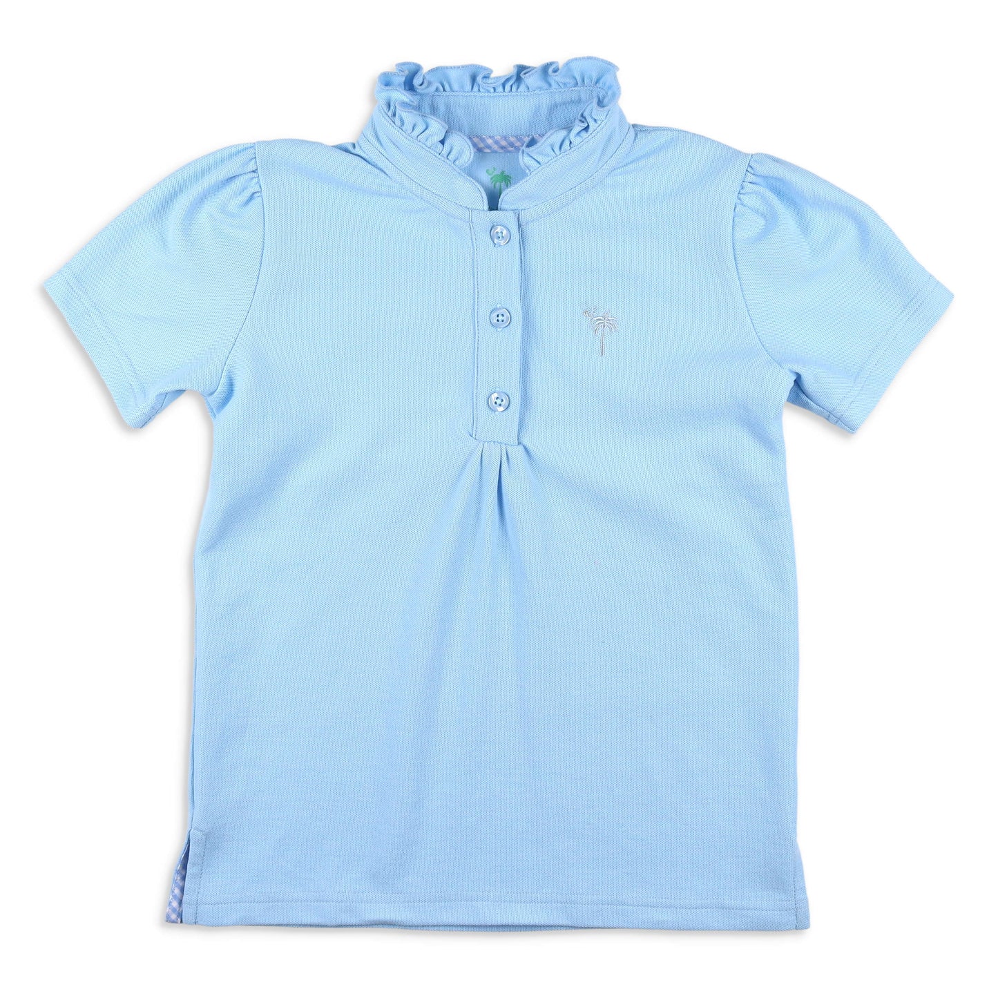 Girls Polo Top - Light Blue Pique