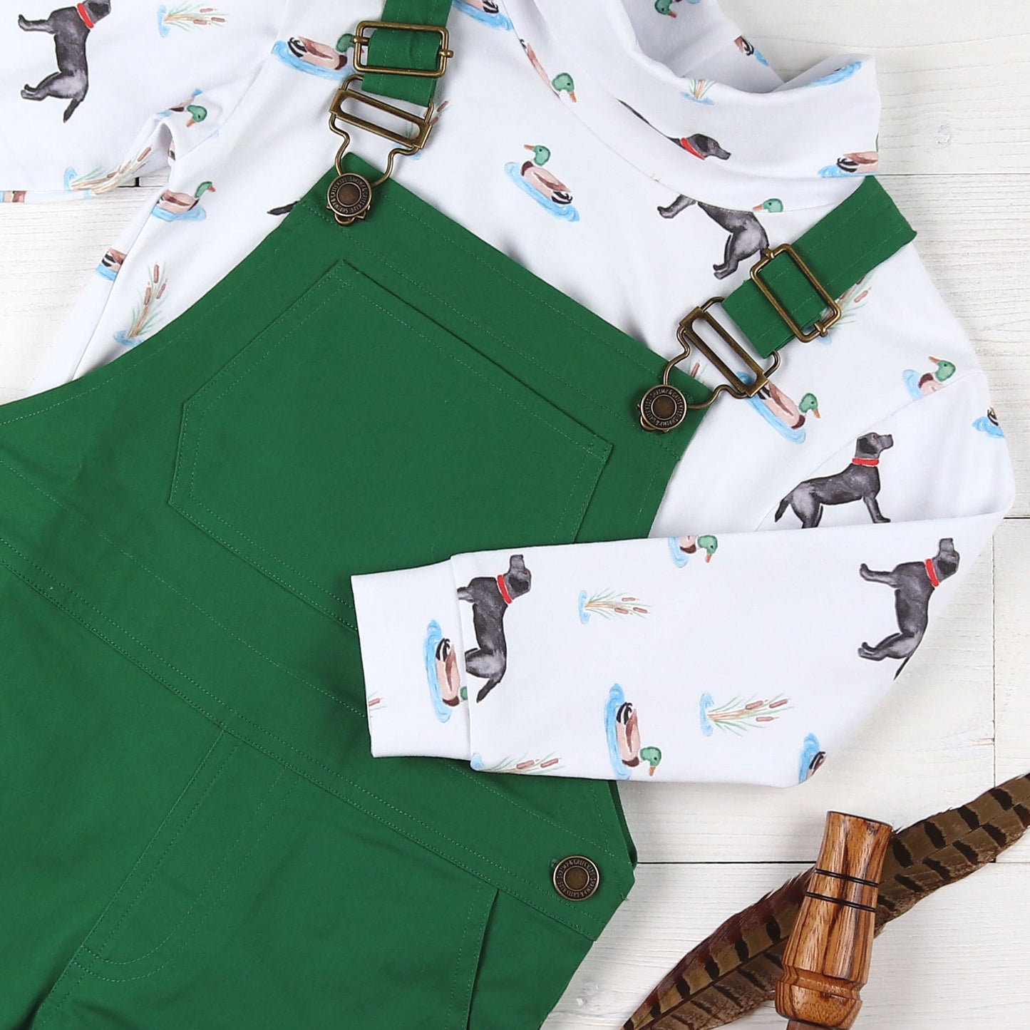 Hunter Green Twill Overalls