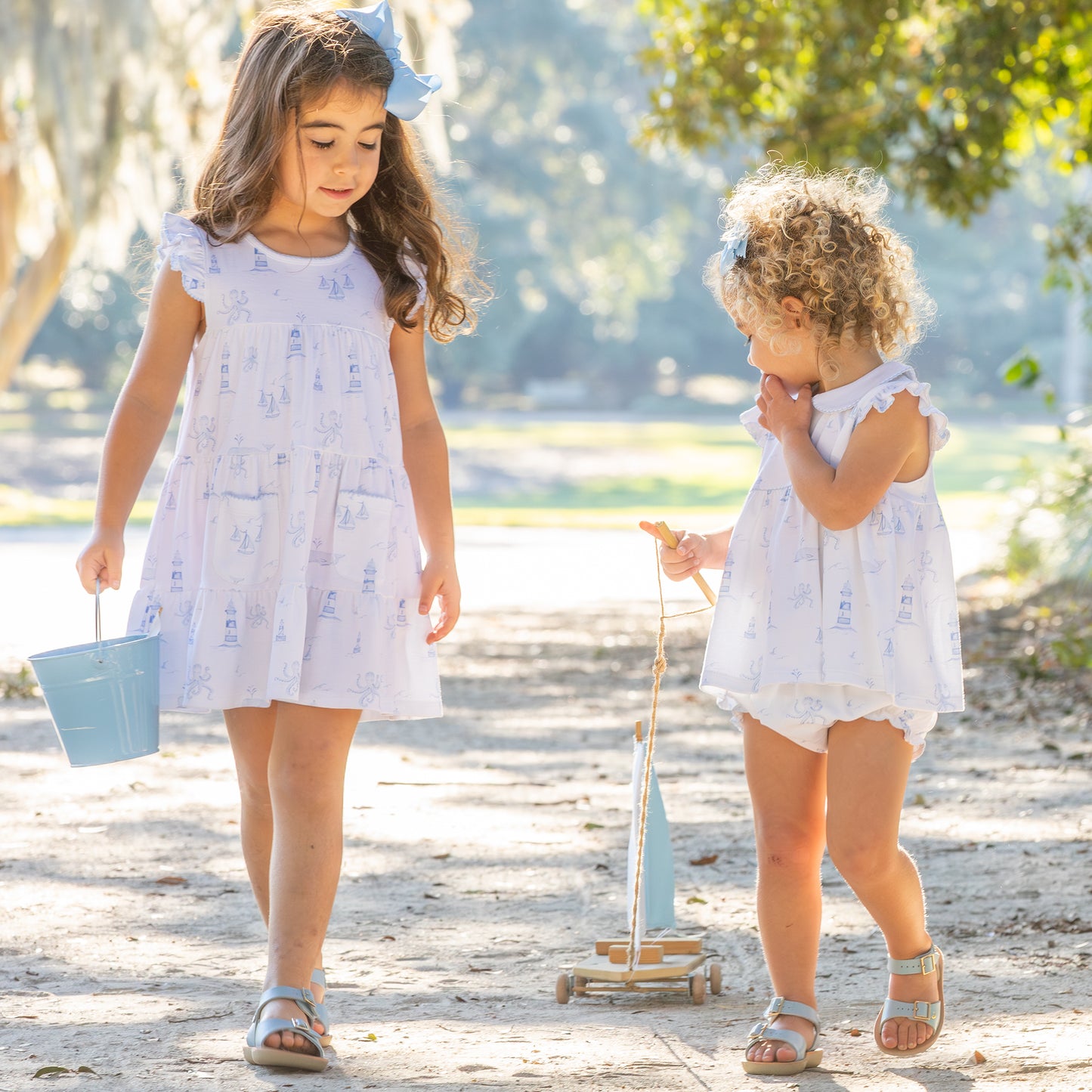 Nautical Toile Pima Flowy Dress