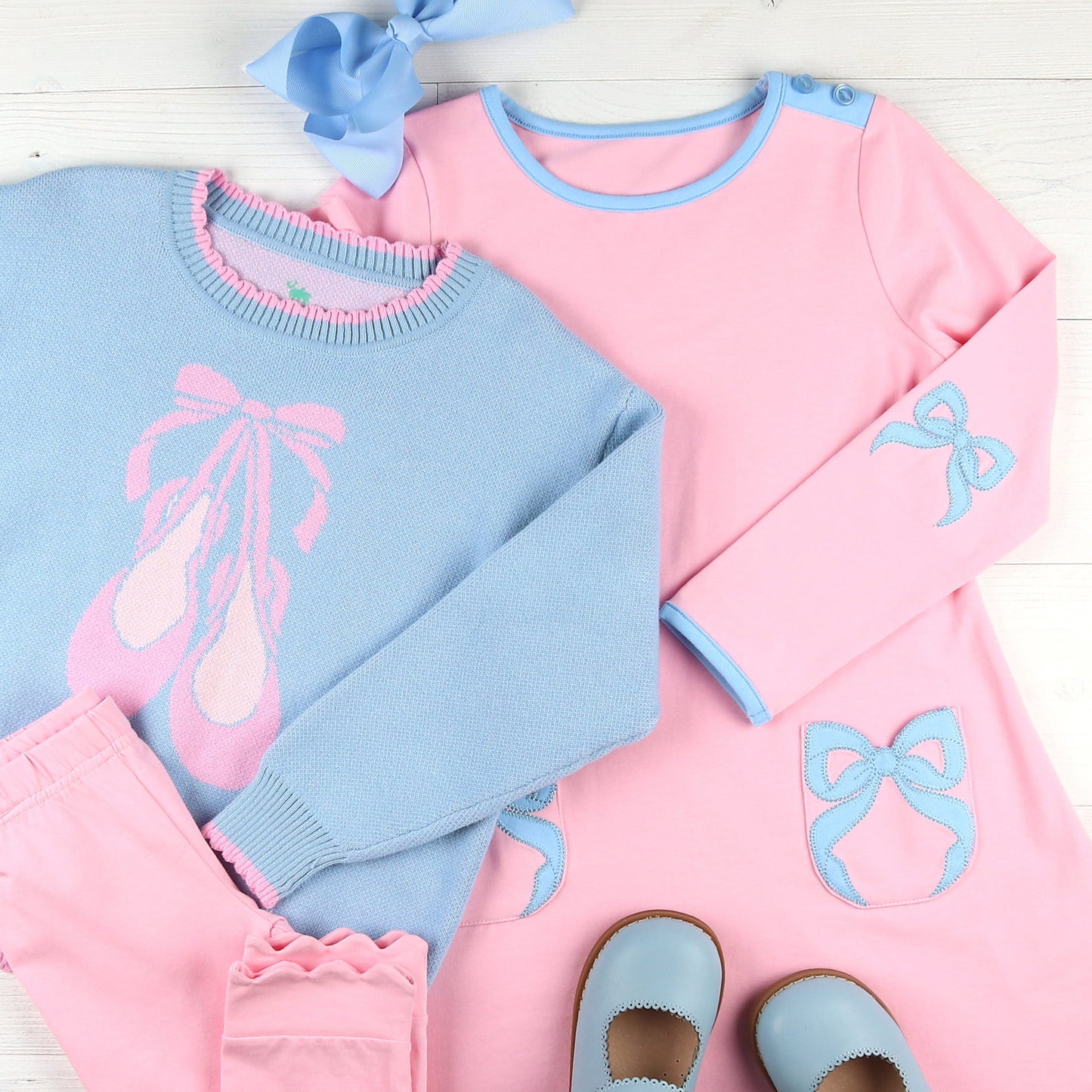 Girls Scallop Leggings - Ballet Pink