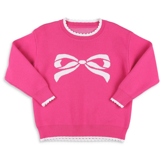 Girls Sweater - Pink Bow