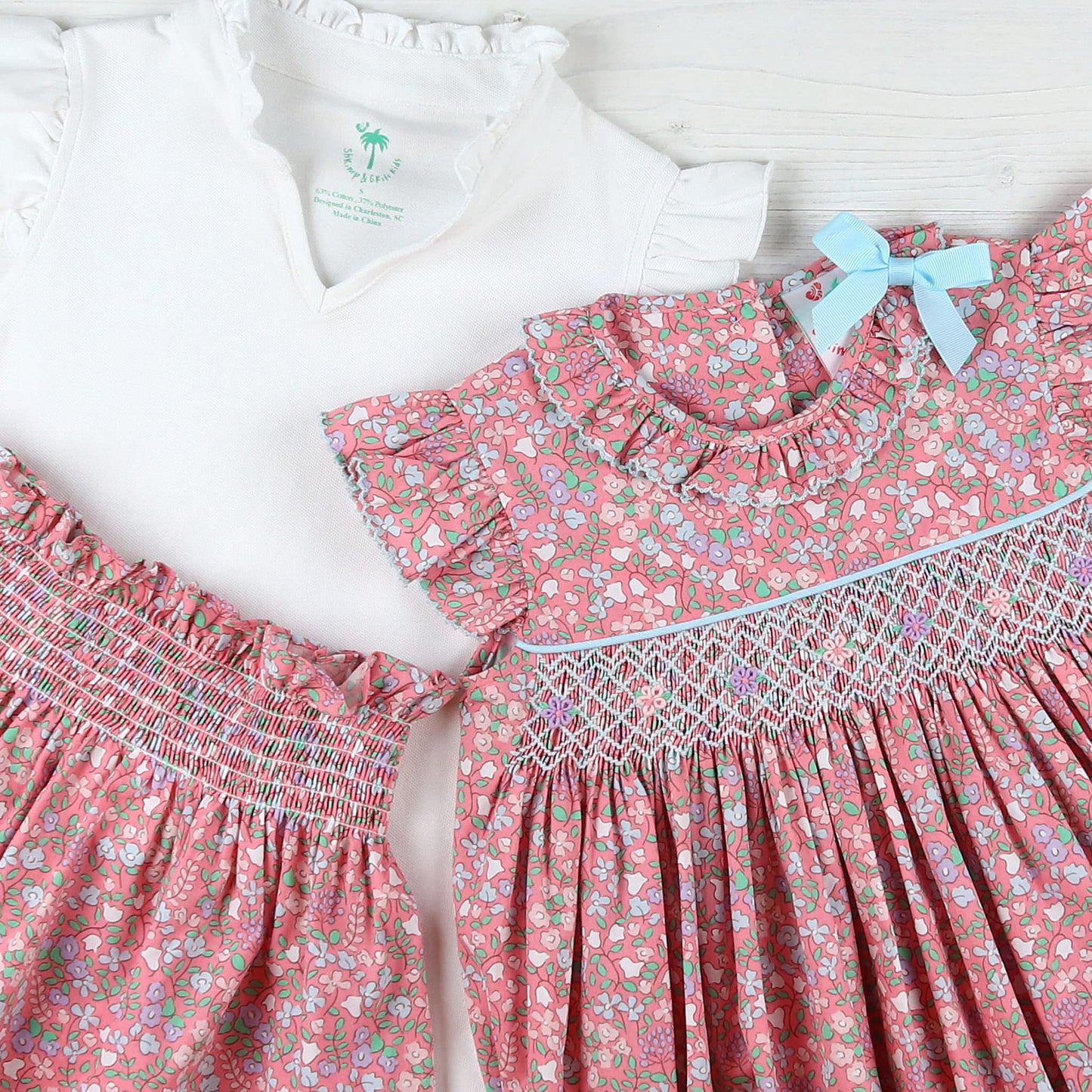 White Pique Knit Flutter Top