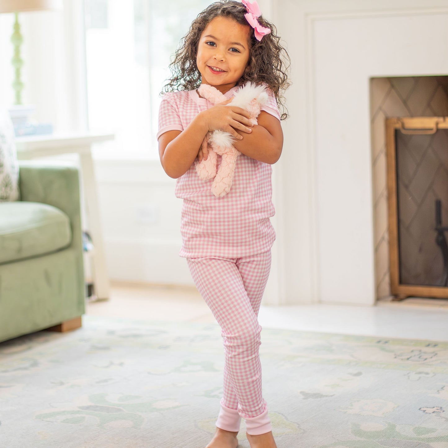 Pink Gingham Pima Loungwear