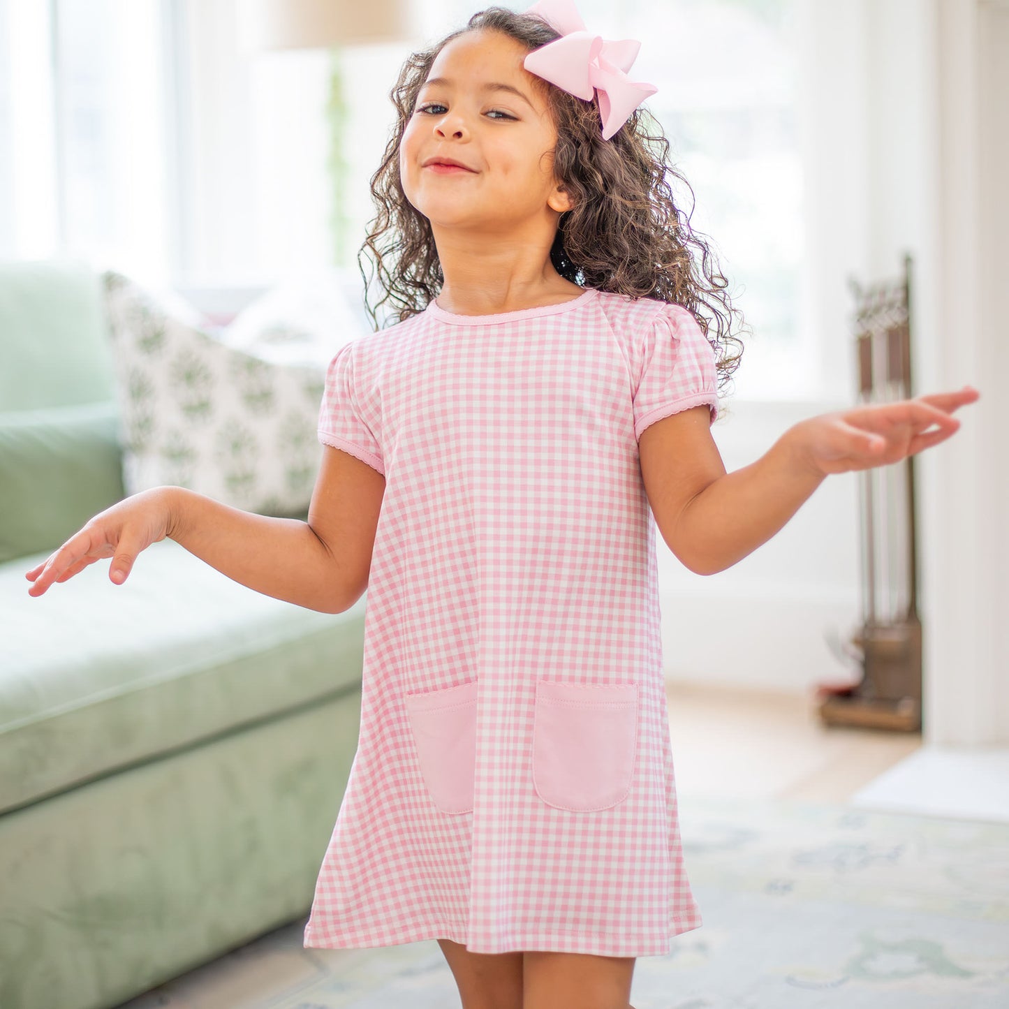 Pink Gingham Pima Play Dress