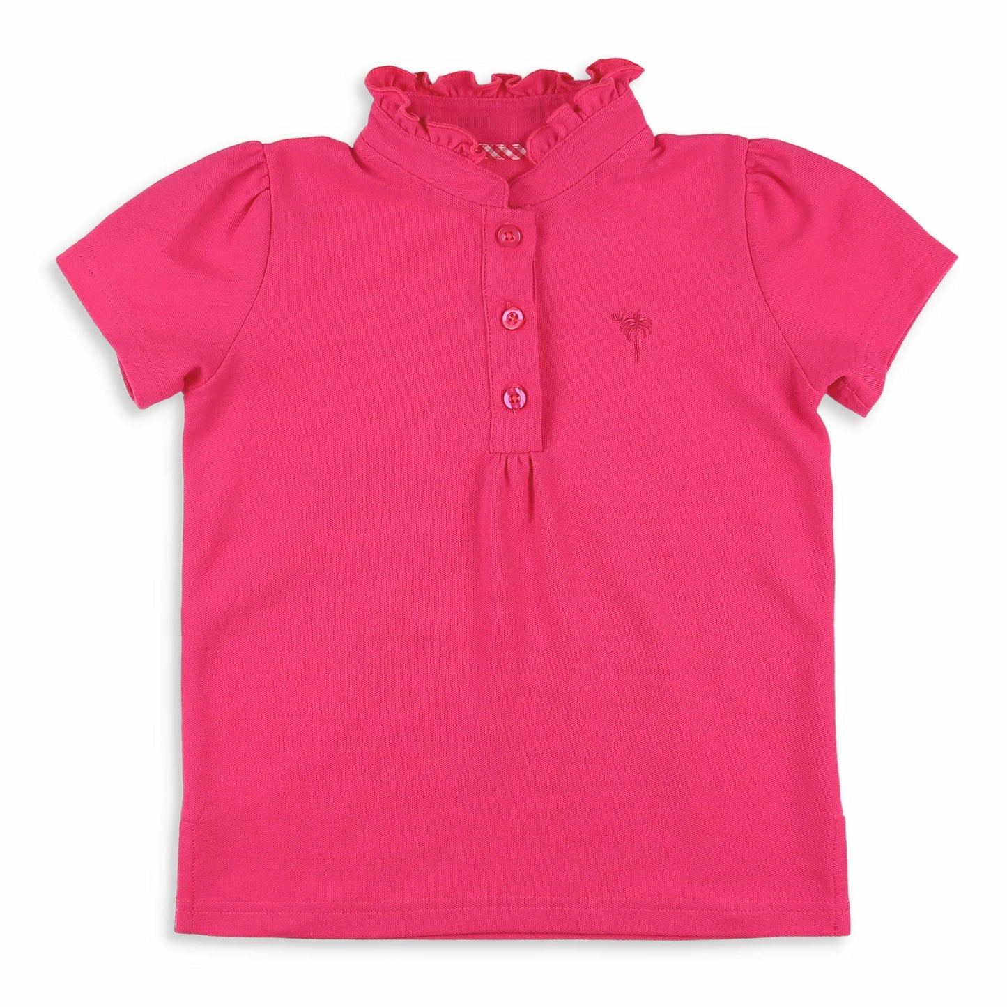 Girls Polo Top - Pink Pique
