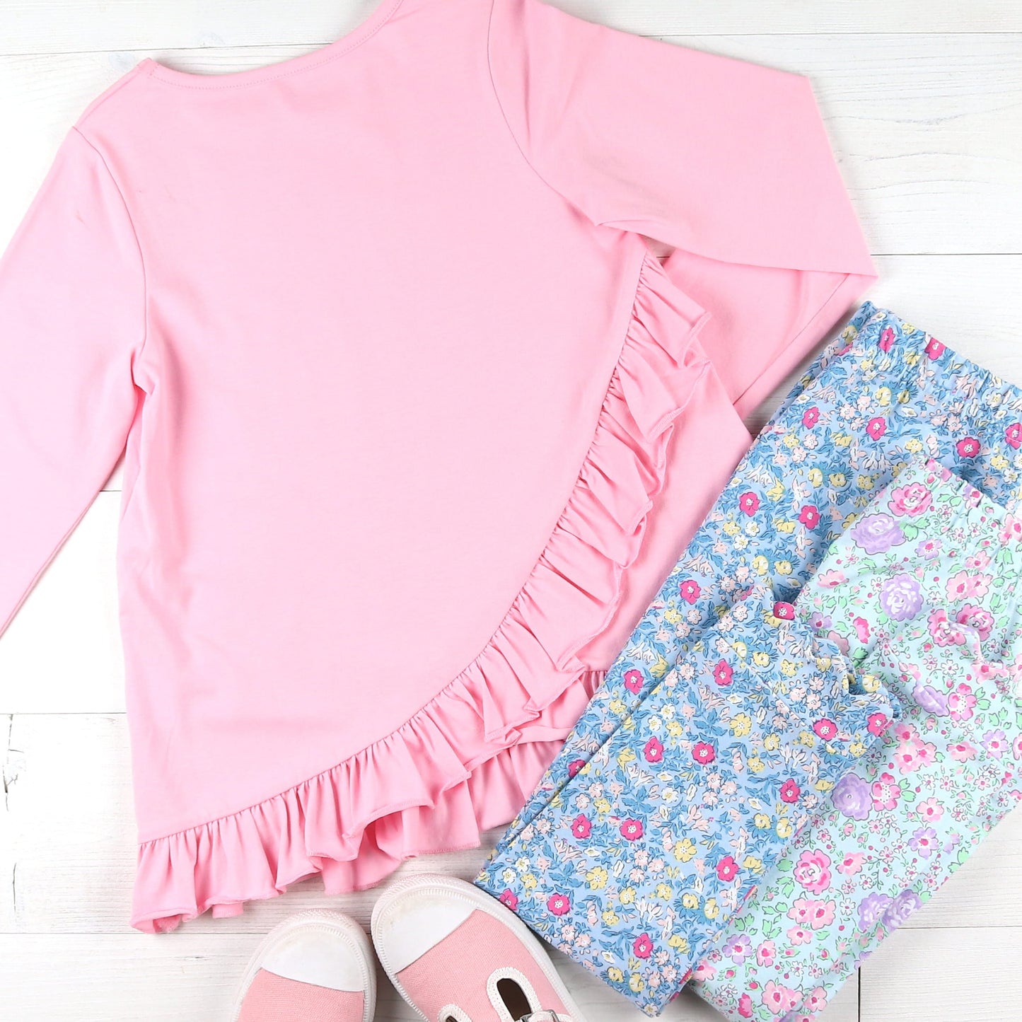 Girls Ruffle Back Top - Ballet Pink