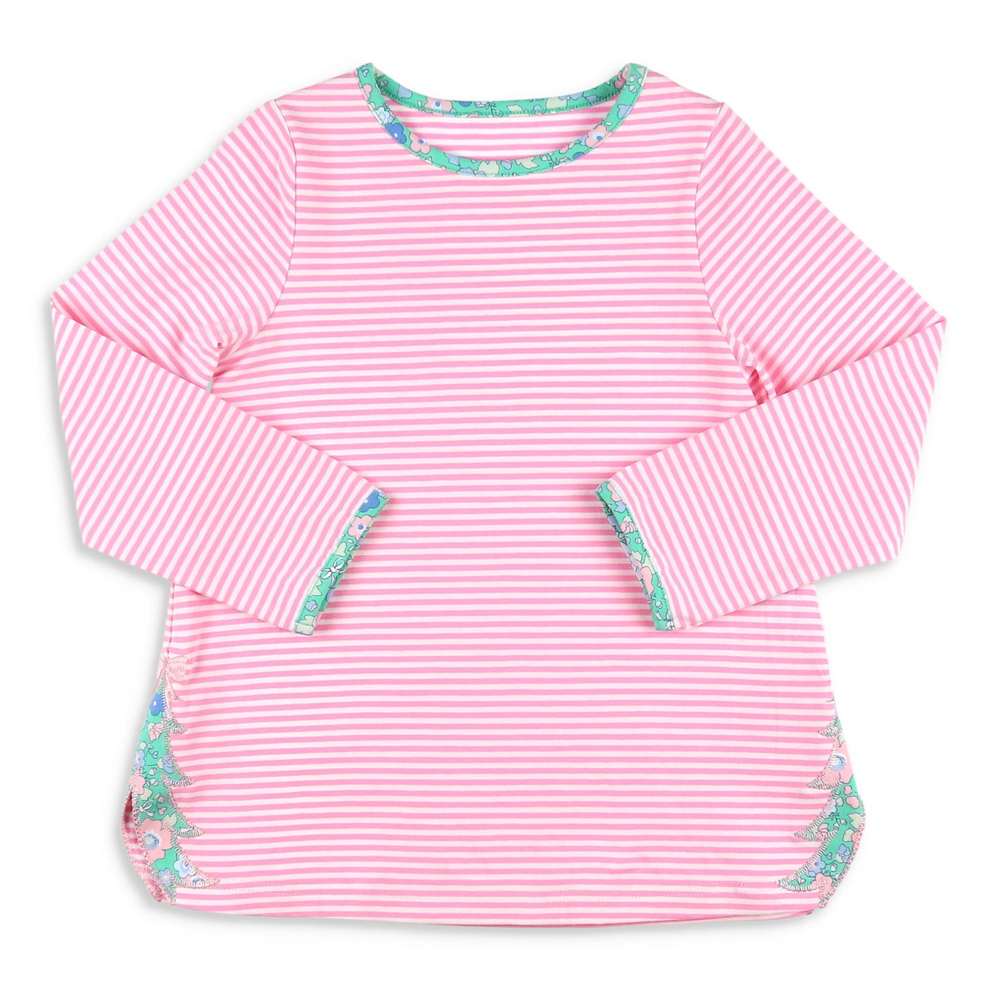 Girls Christmas Tree Top - Pink Stripe
