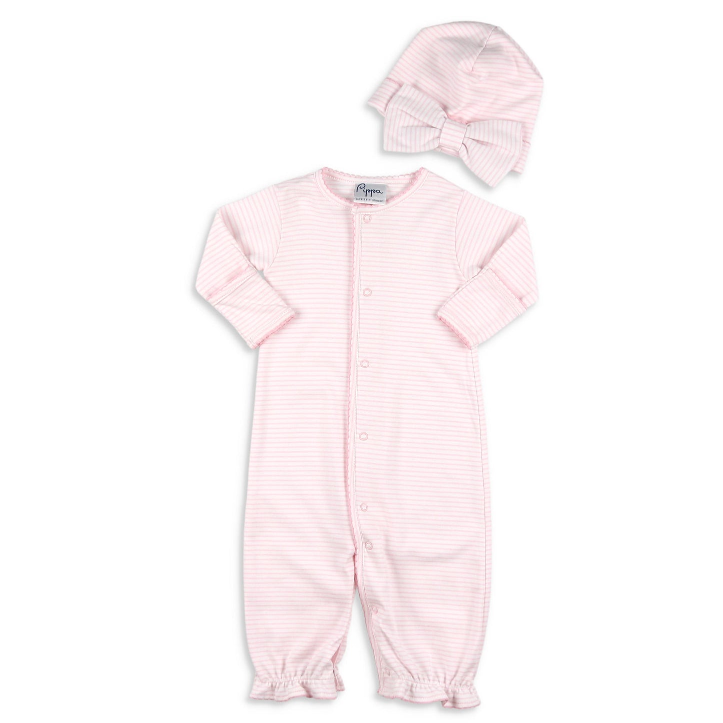 Girls Pima Bringing Home Baby Set - Pink Stripe