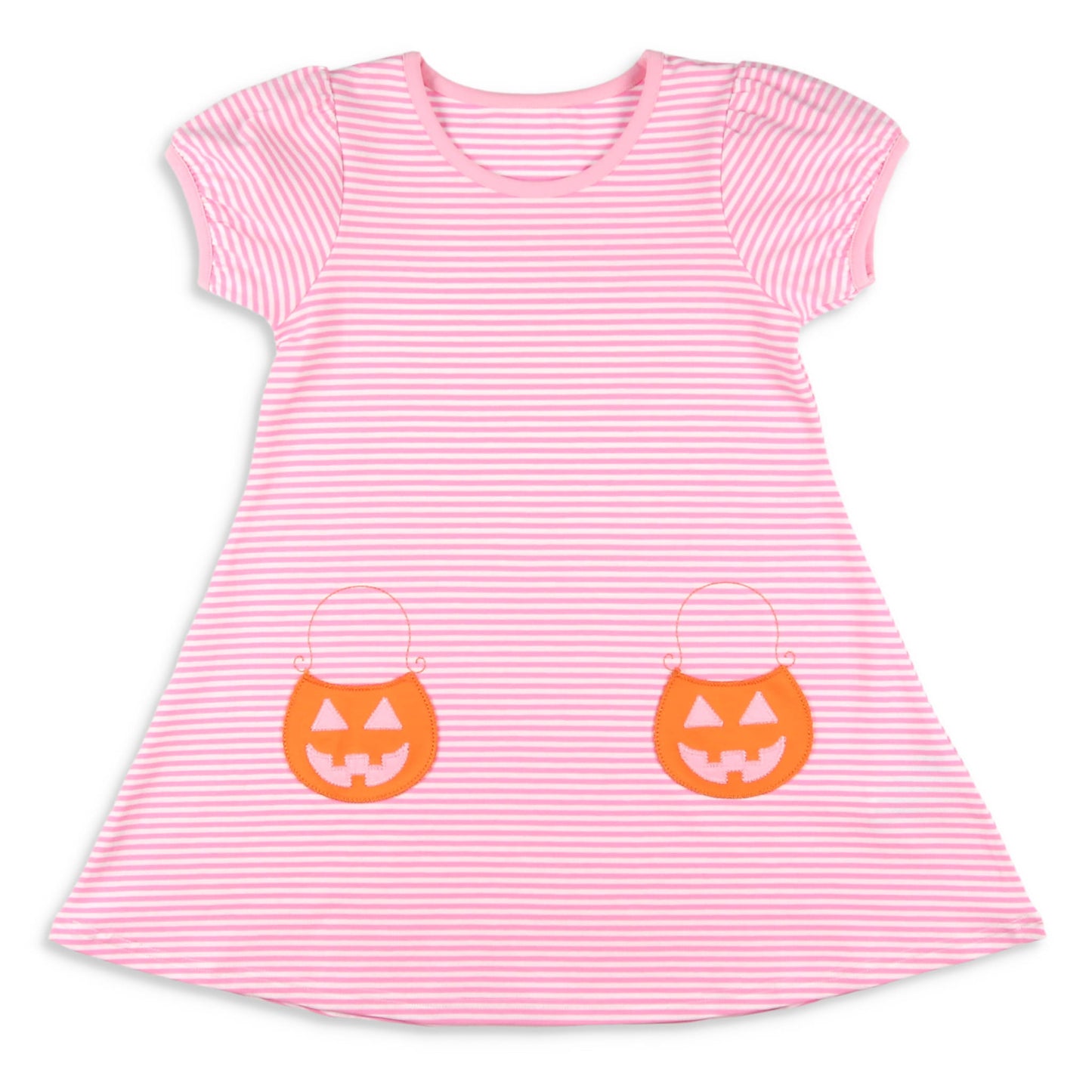 Girls Pumpkin Pocket Dress - Pink Stripe