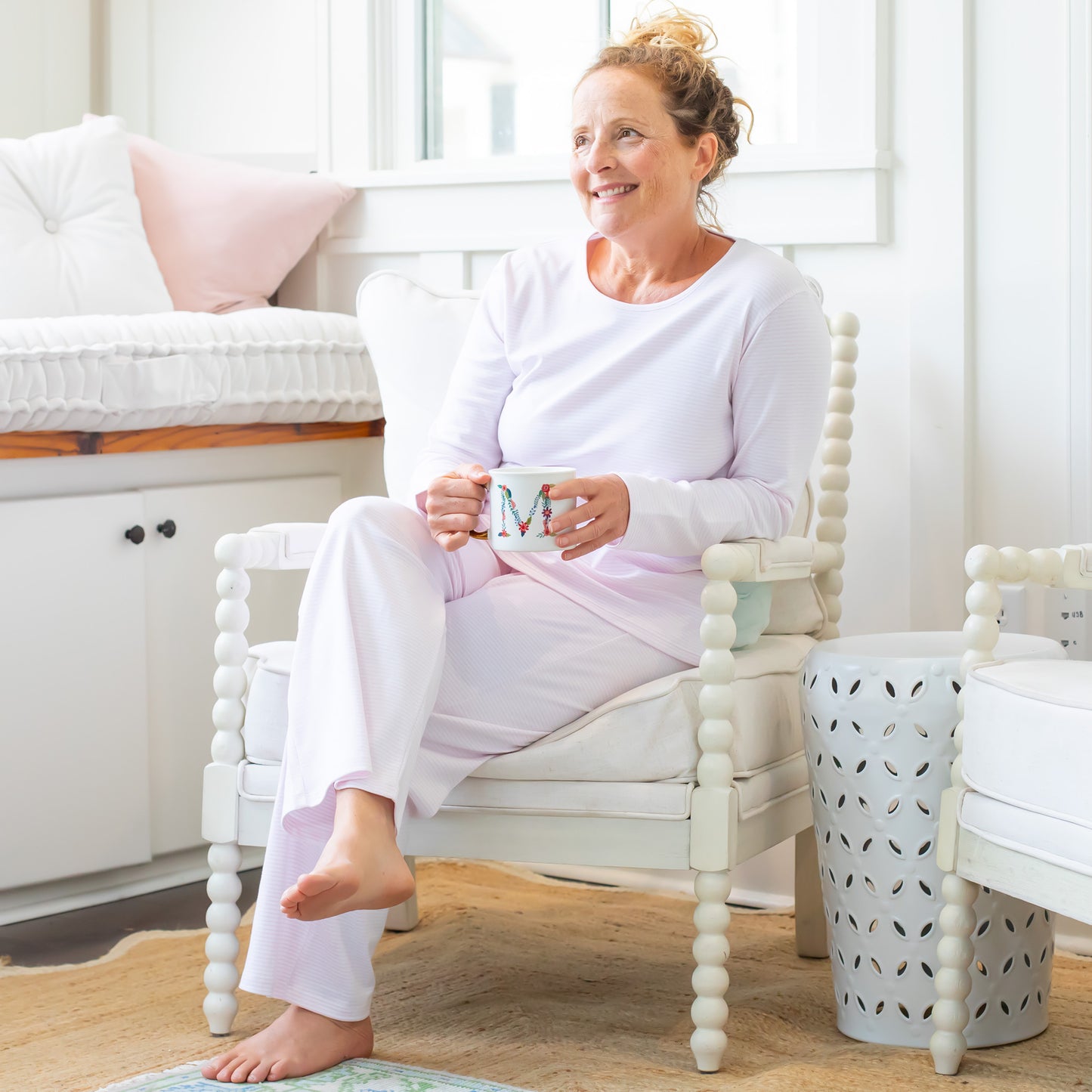 Womens Pima Loungewear Set - Pink Stripe