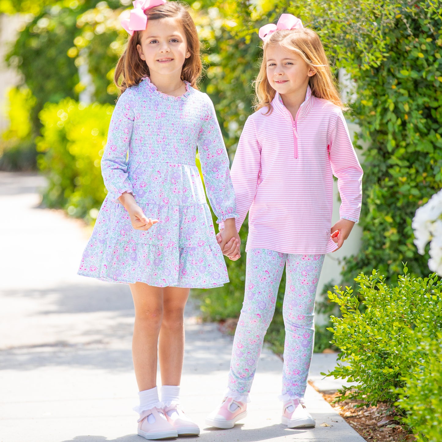 Girls Smocked Twirl Dress - Posy Petals