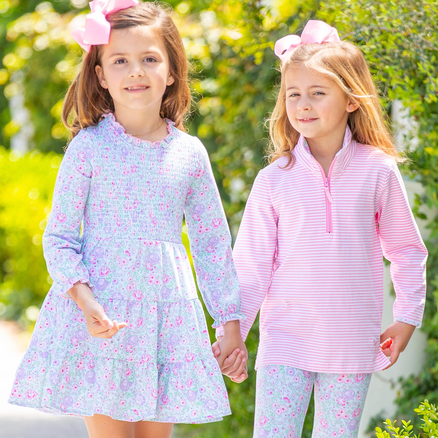 Girls Smocked Twirl Dress - Posy Petals