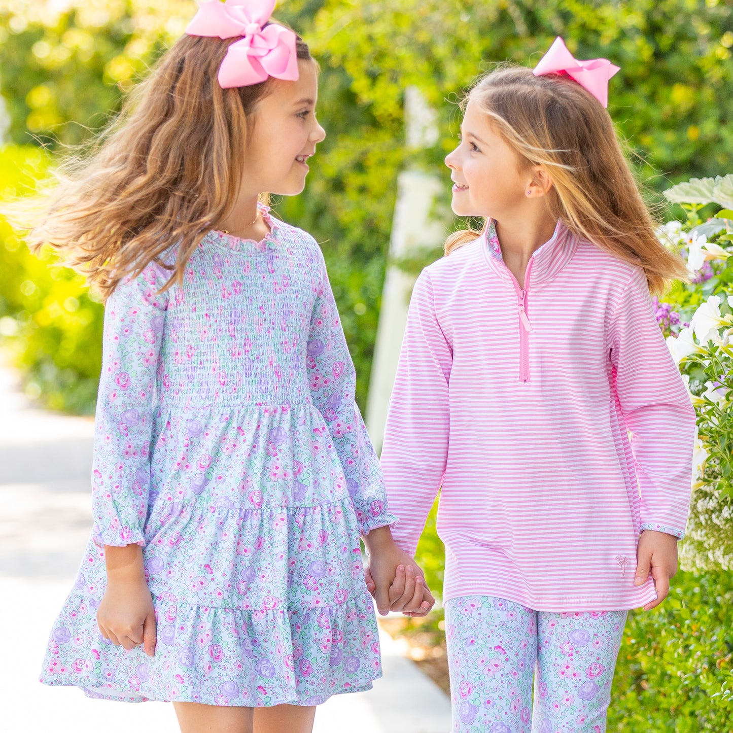 Girls Smocked Twirl Dress - Posy Petals