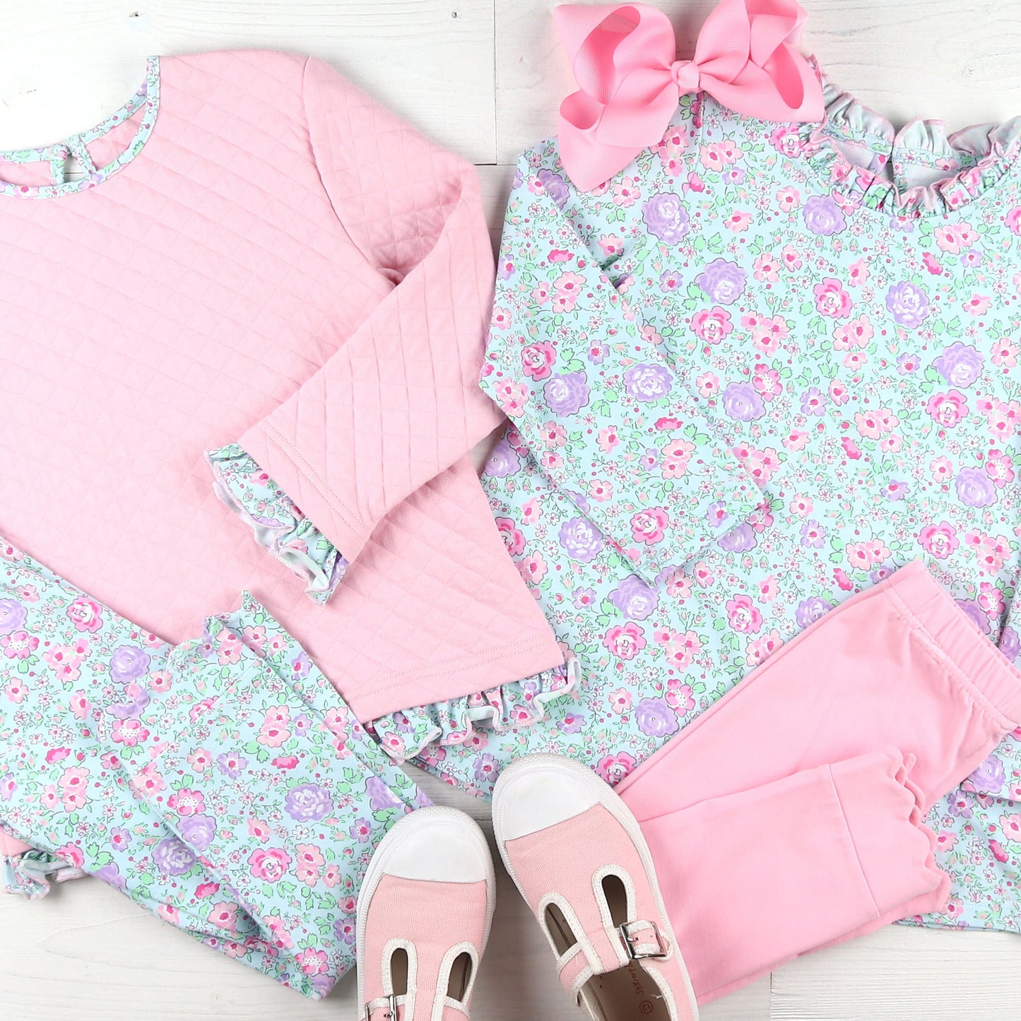 Girls Scallop Leggings - Posy Petals