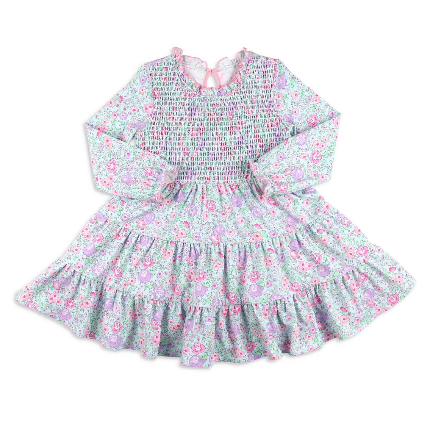 Girls Smocked Twirl Dress - Posy Petals