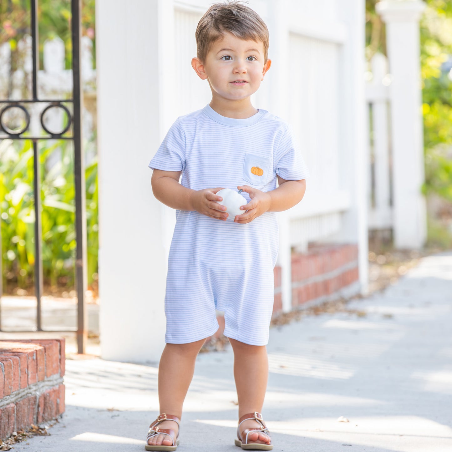 Boys Pima Romper - Pumpkins