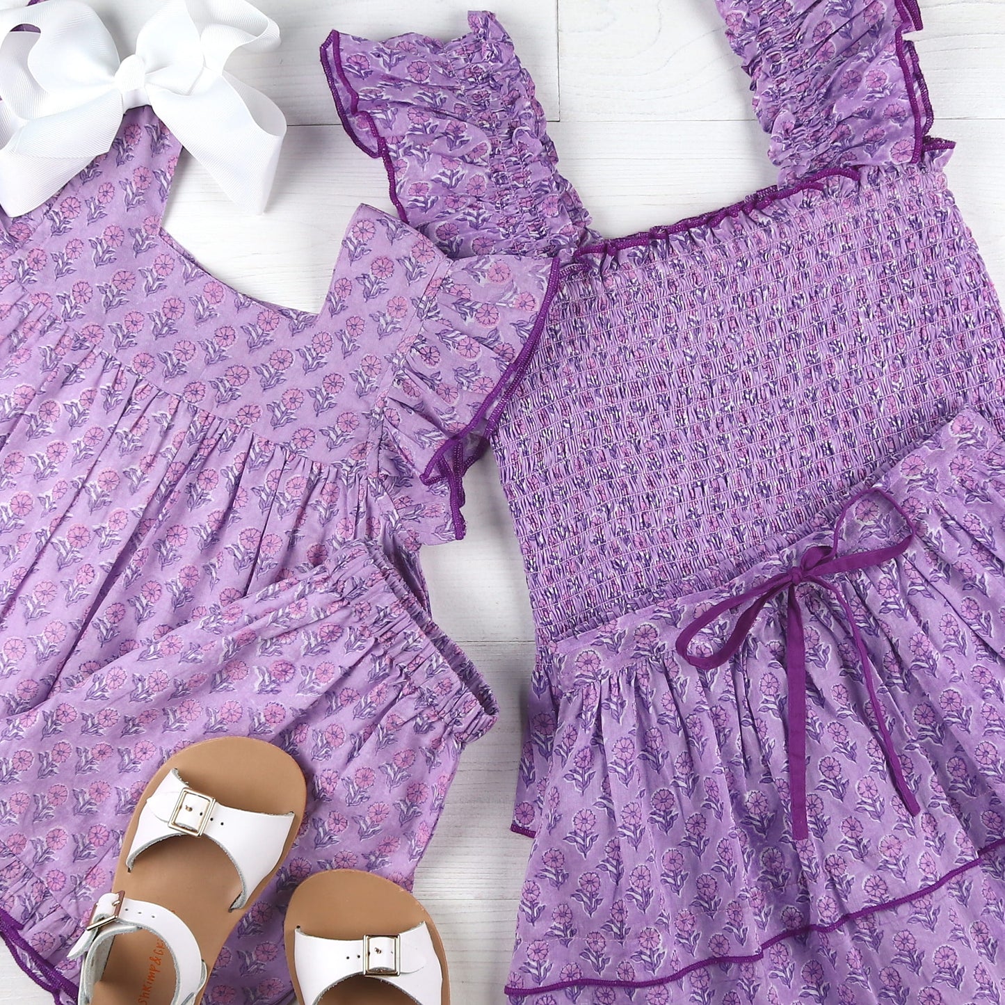 Girls Smocked Skort Set - Orchid