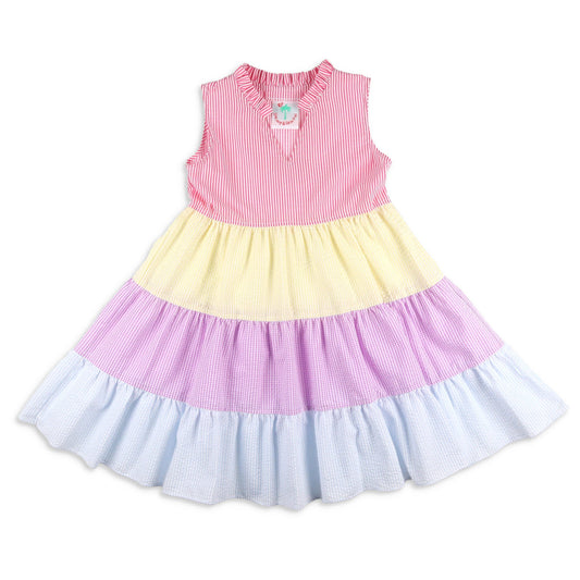 Girls Tier Dress - Colorful Fish