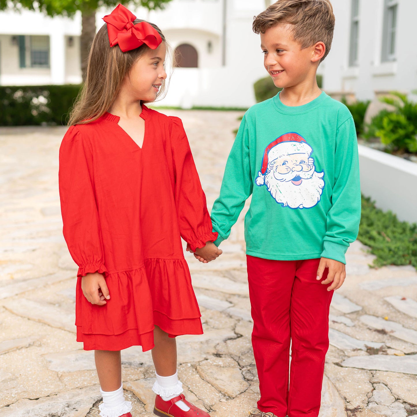 Girls Sophia Dress - Red Corduroy