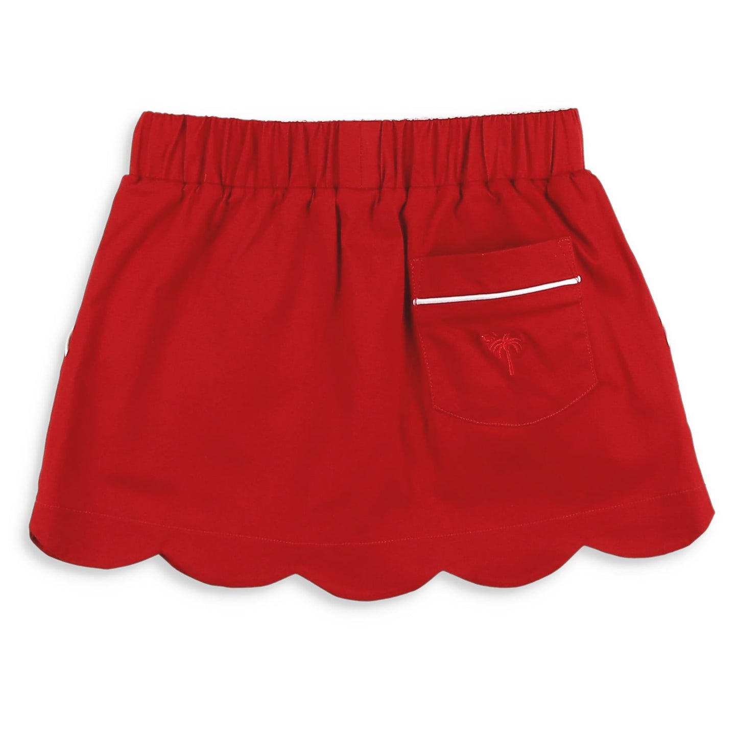 Girls Scallop Skort - Red Twill