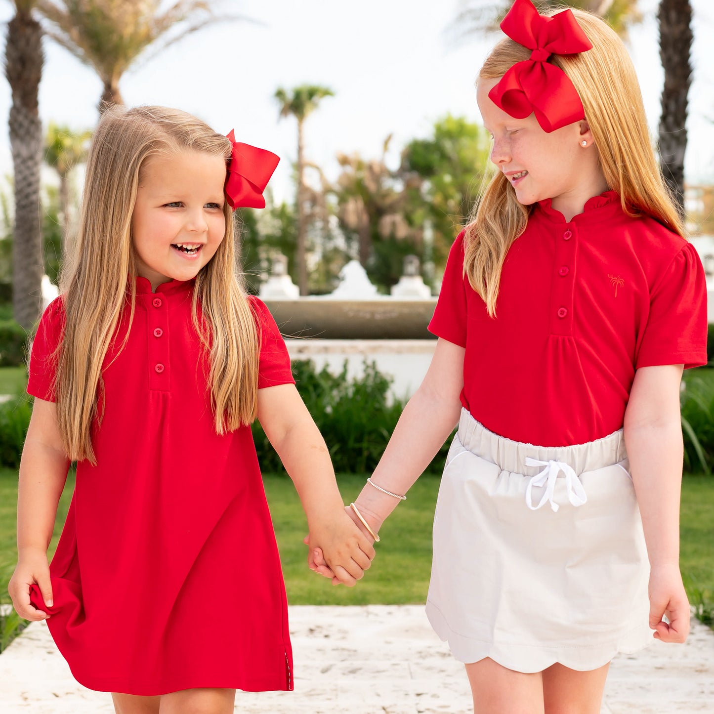Girls Polo Dress - Red Pique