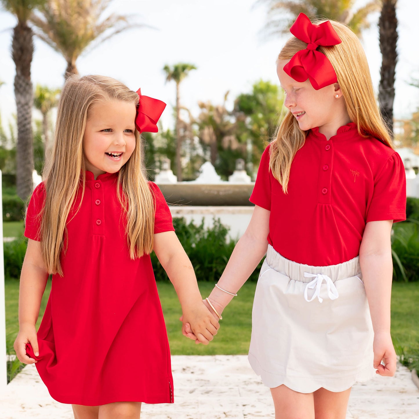 Girls Polo Top - Red Pique