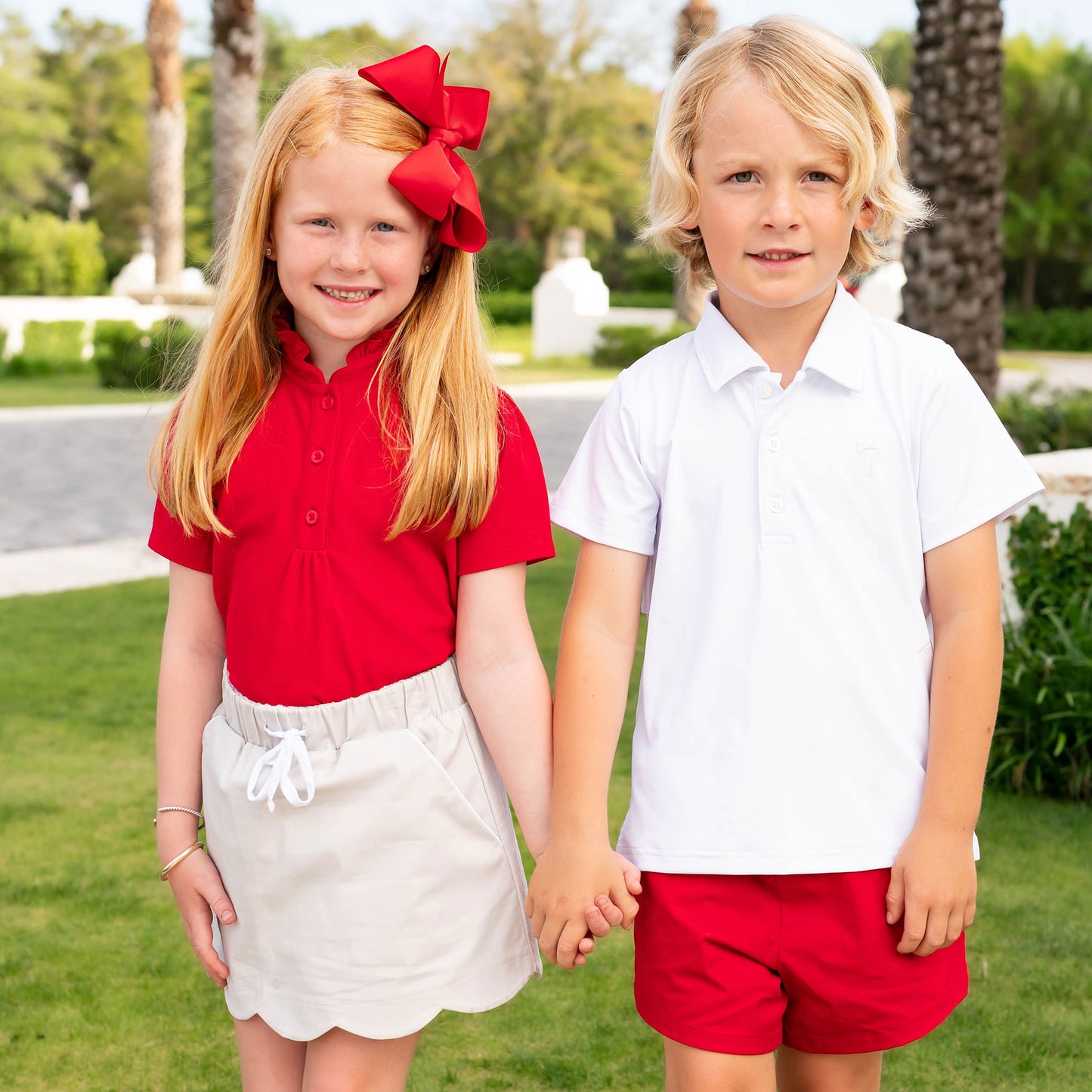 Girls Polo Top - Red Pique