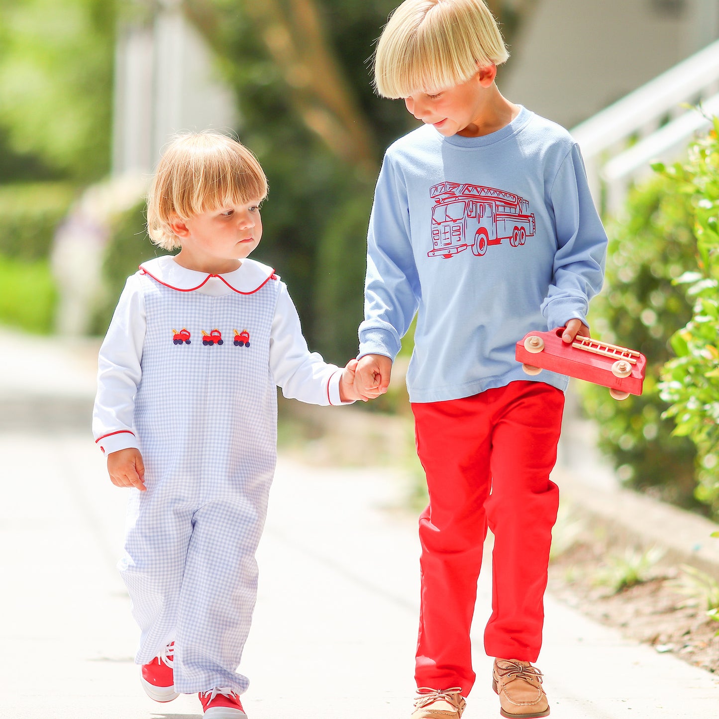 Red Twill Button Pants