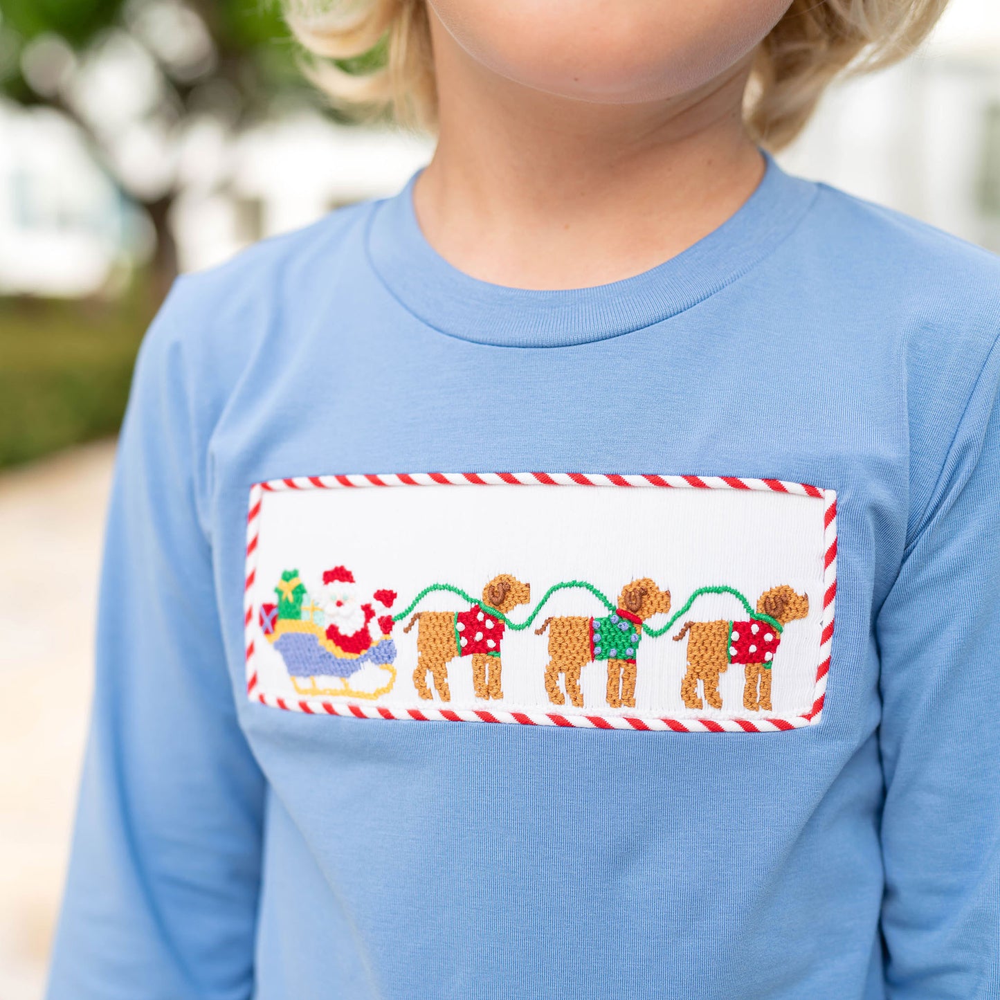 Boys Smocked Shirt - Santa Dogs