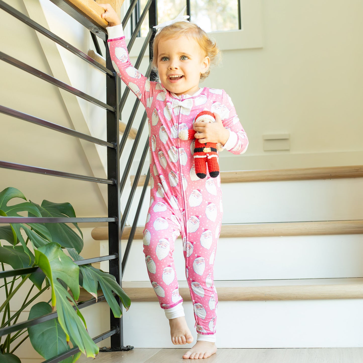 Girls Bamboo Onesie - Santa