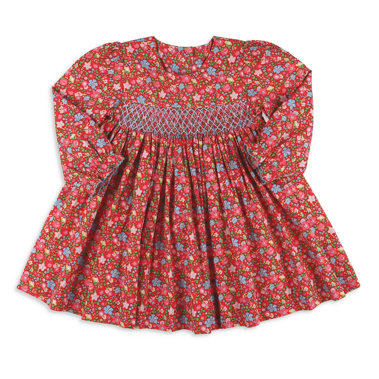 Girls Smocked Dress - Scarlet Blooms