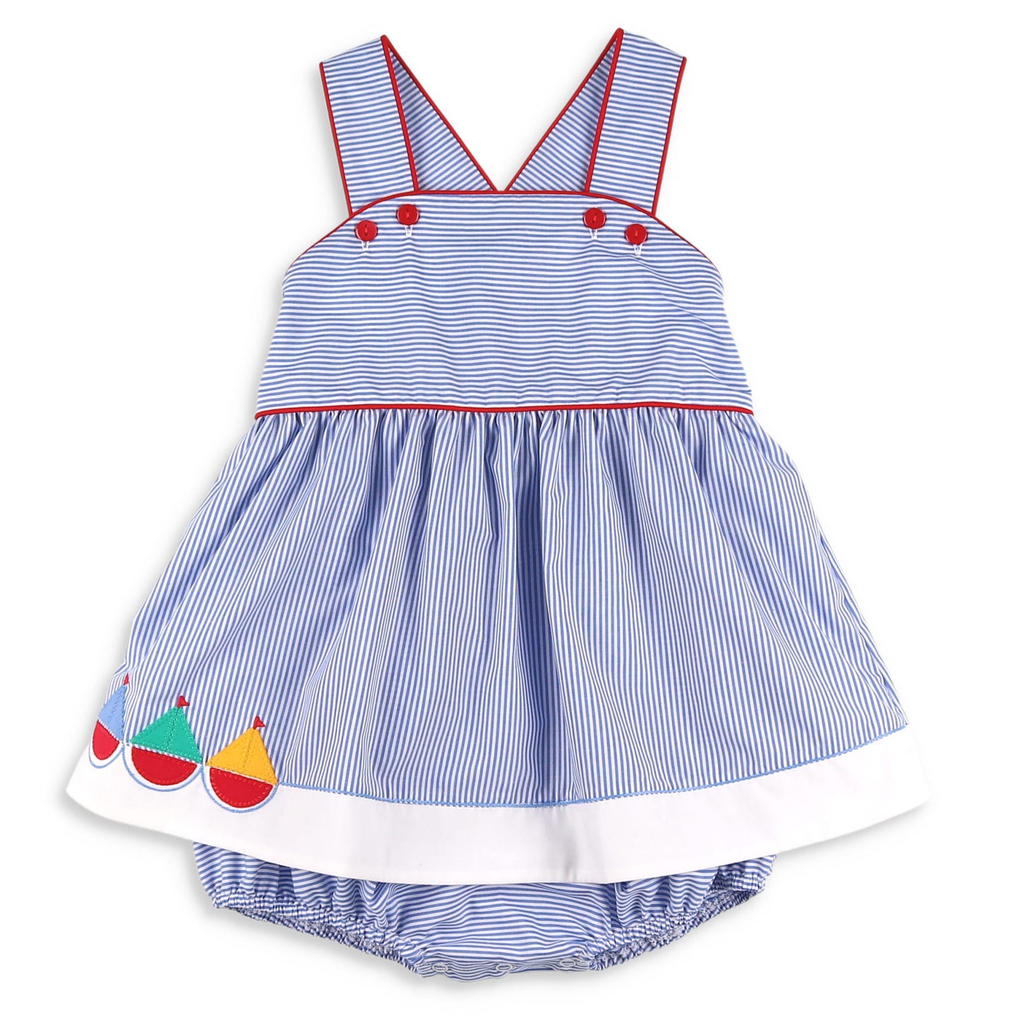 Girls Applique Skirted Bubble - Set Sail