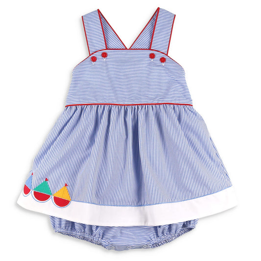 Girls Applique Skirted Bubble - Set Sail