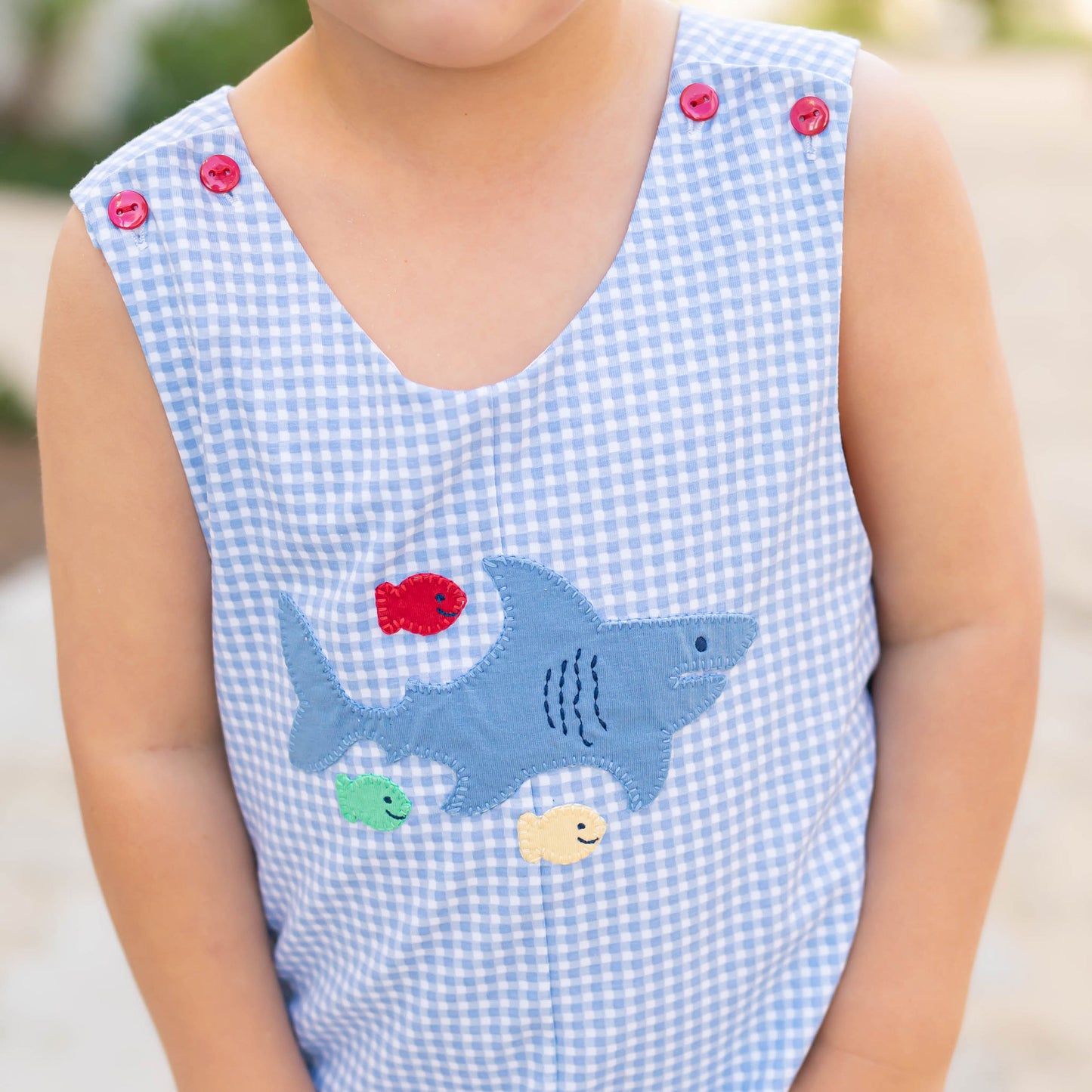 Boys Applique Shortall - Shark Bait
