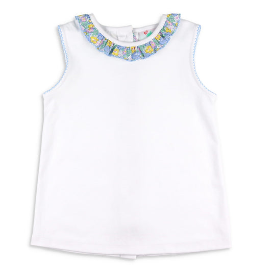 Girls Ruffle Neck Top - Spring Blooms