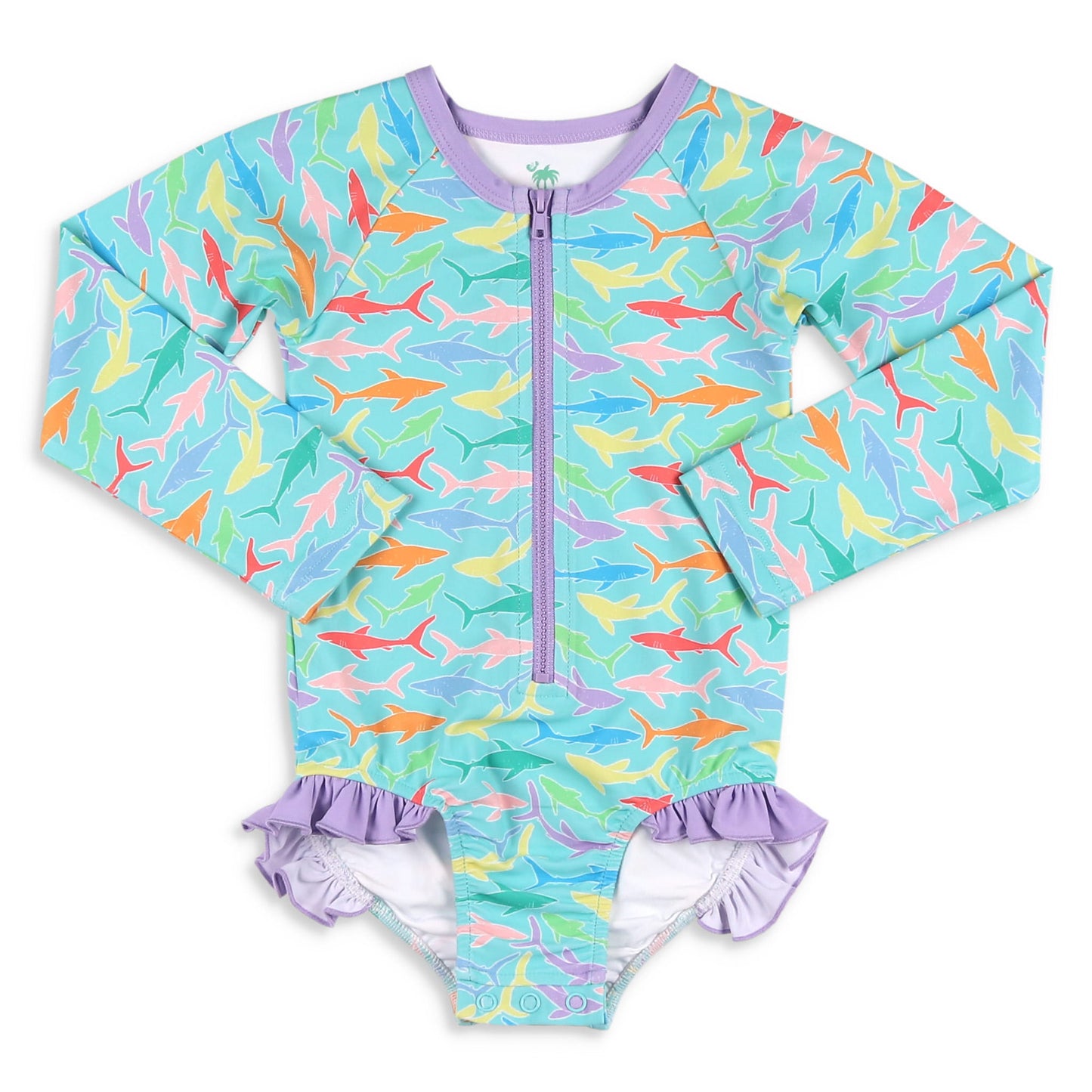 Girls Rash Guard Suit- Summertime Sharks