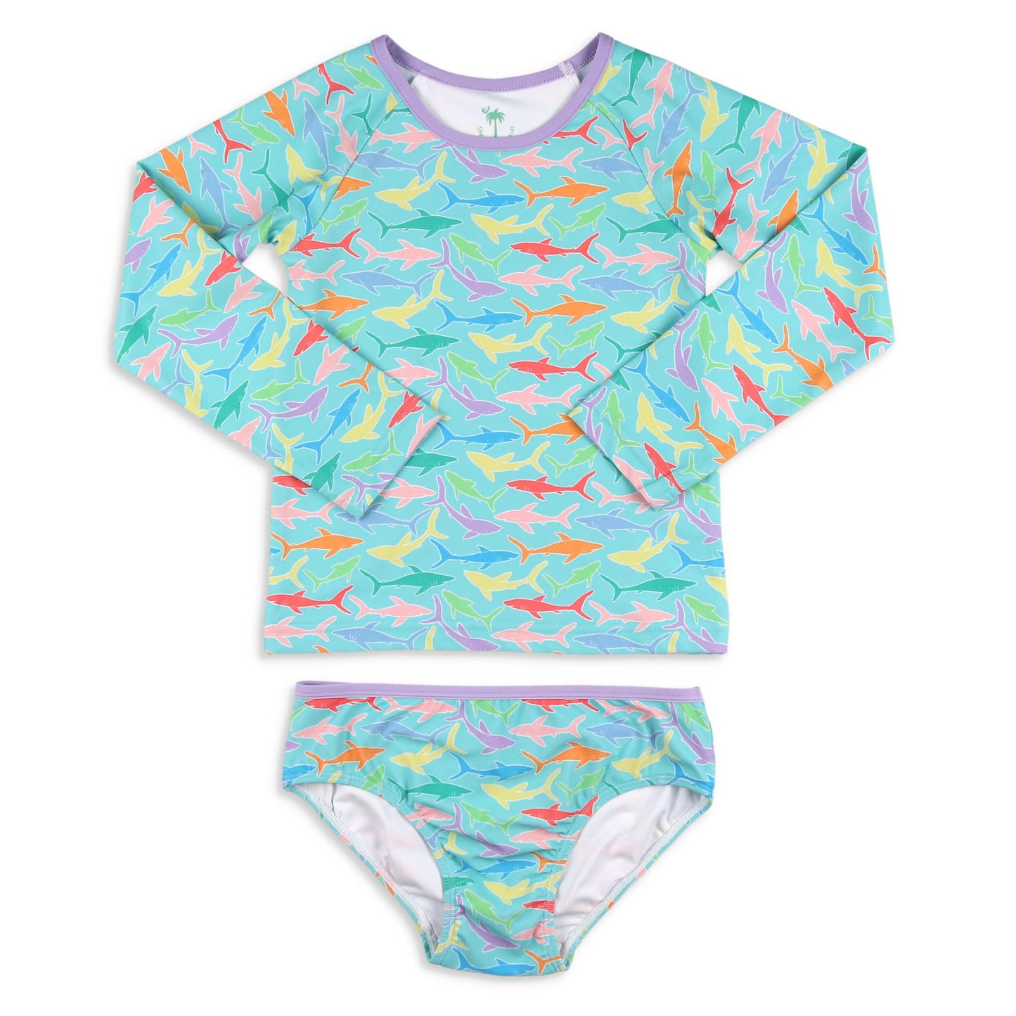 Girls Rash Guard Suit- Summertime Sharks