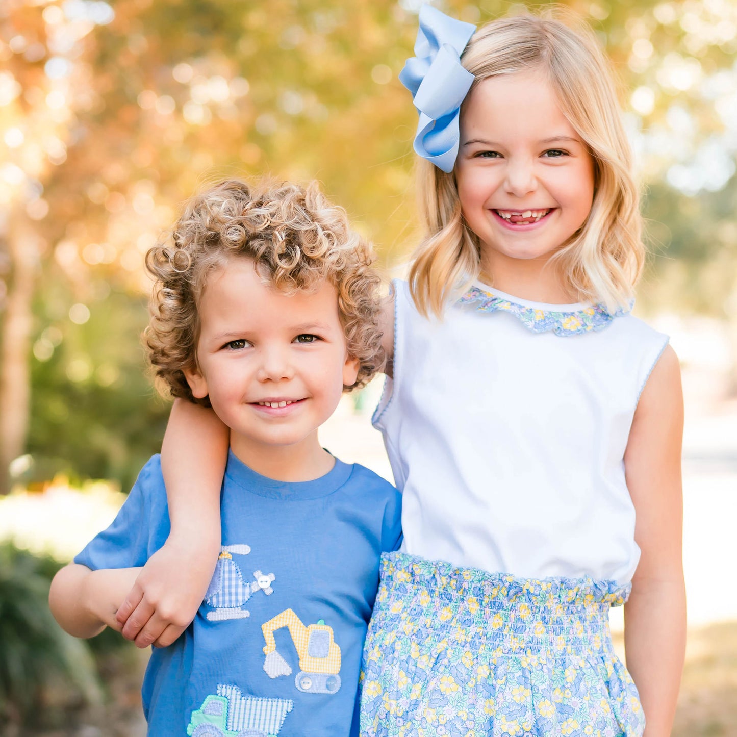 Girls Ruffle Neck Top - Spring Blooms