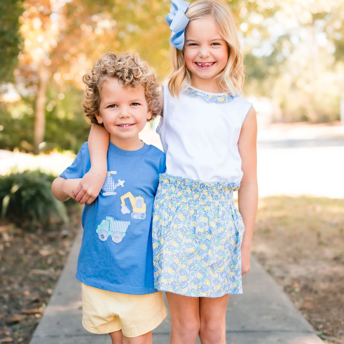 Girls Ruffle Neck Top - Spring Blooms