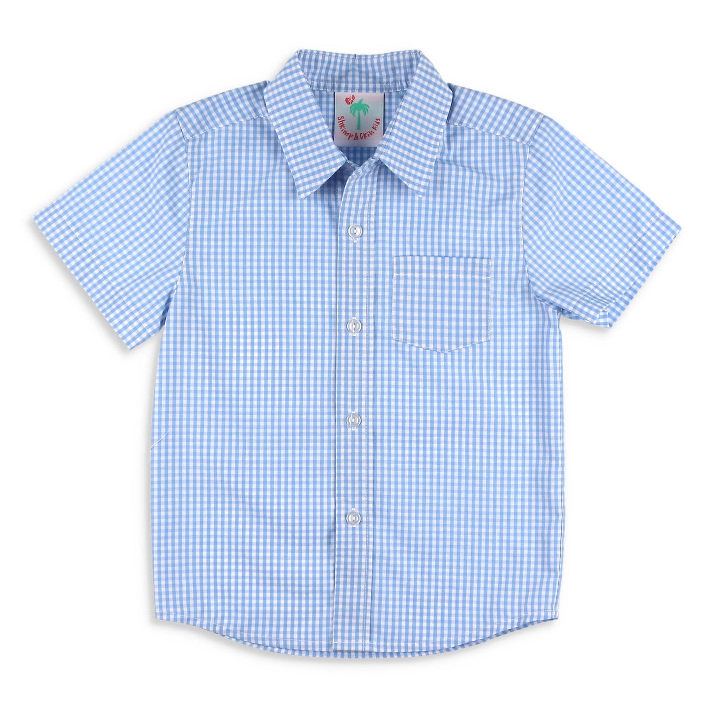 Boys Short Sleeve Button Down - Timeless Blue Check (SAMPLE)