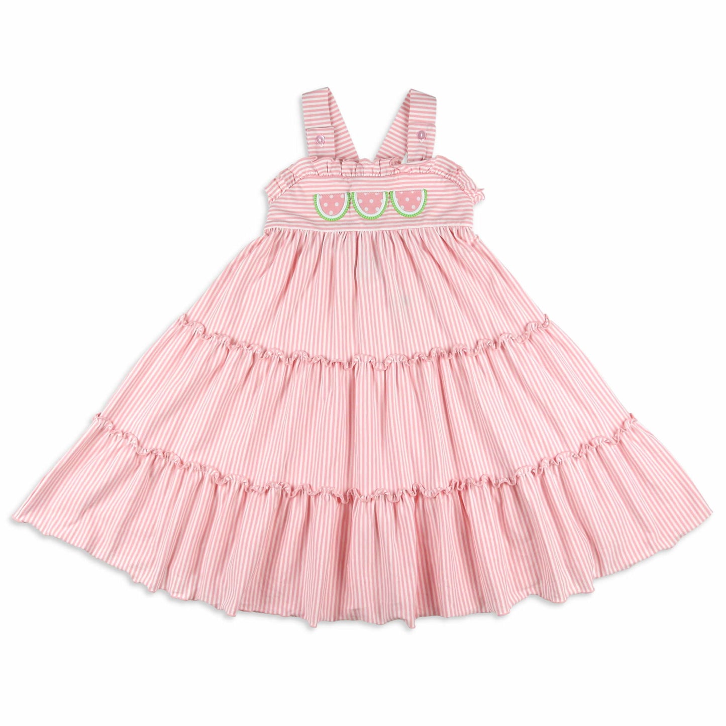 Girls Applique Tier Dress - Watermelons (SAMPLE)
