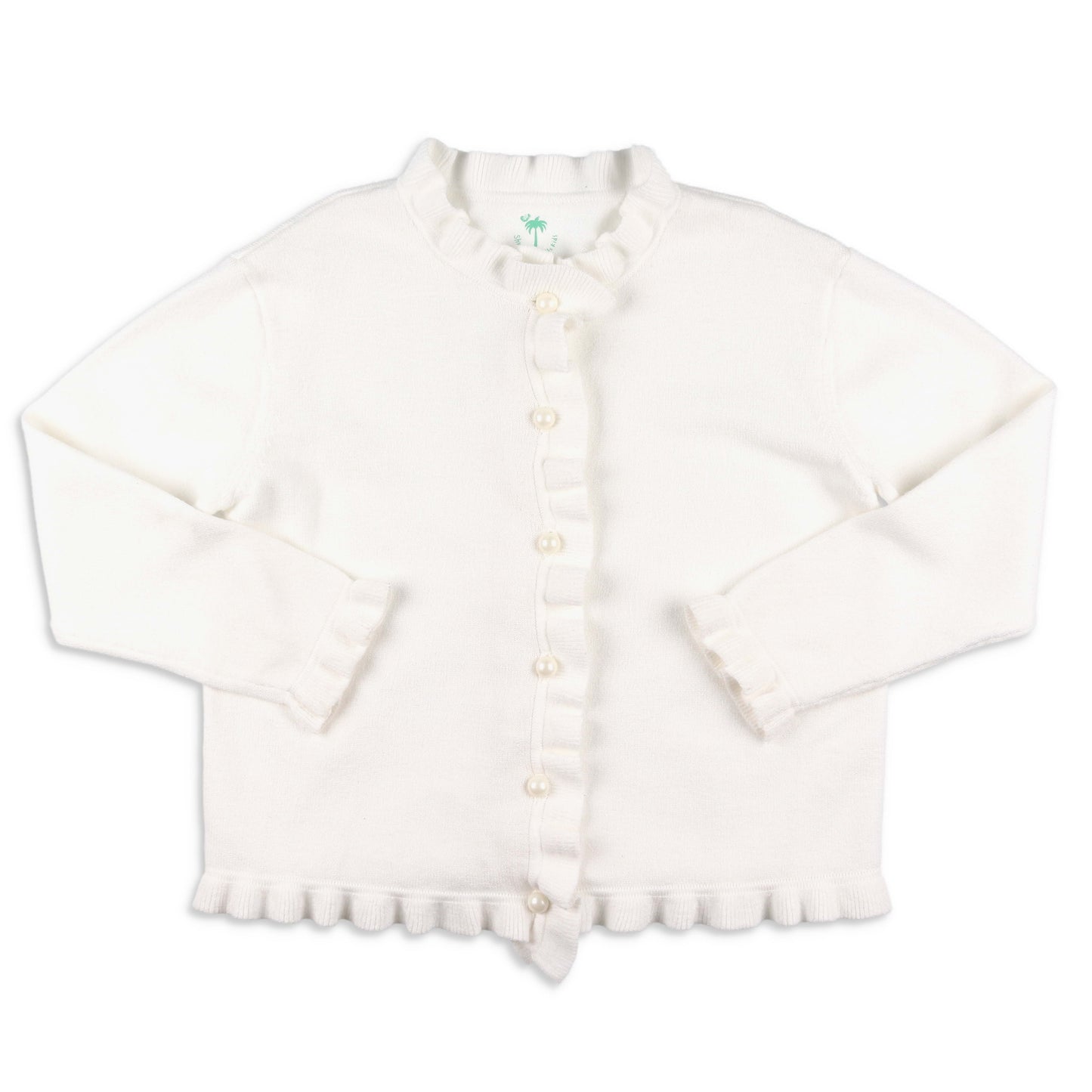 Girls Ruffle Sweater - White