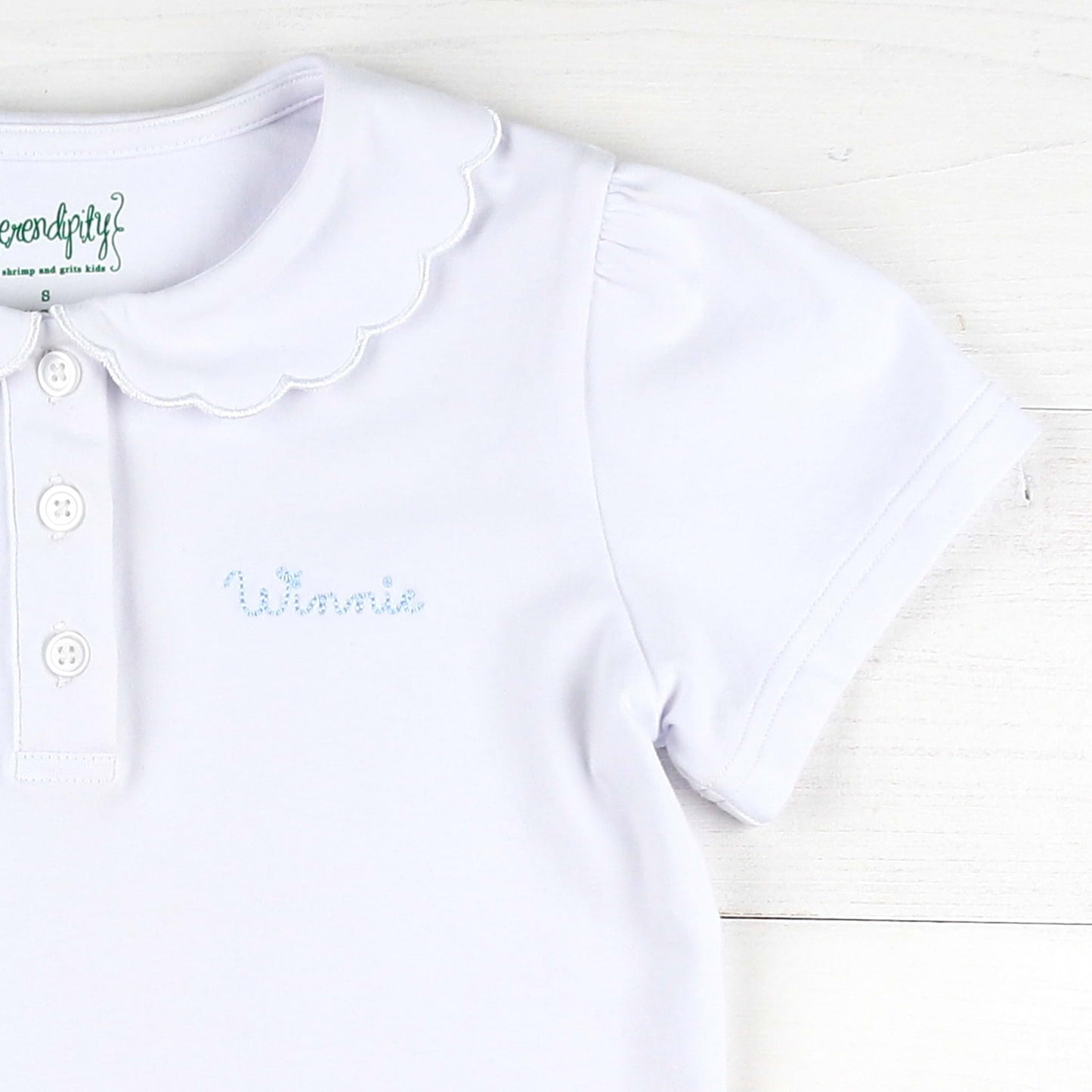 White Scallop Polo