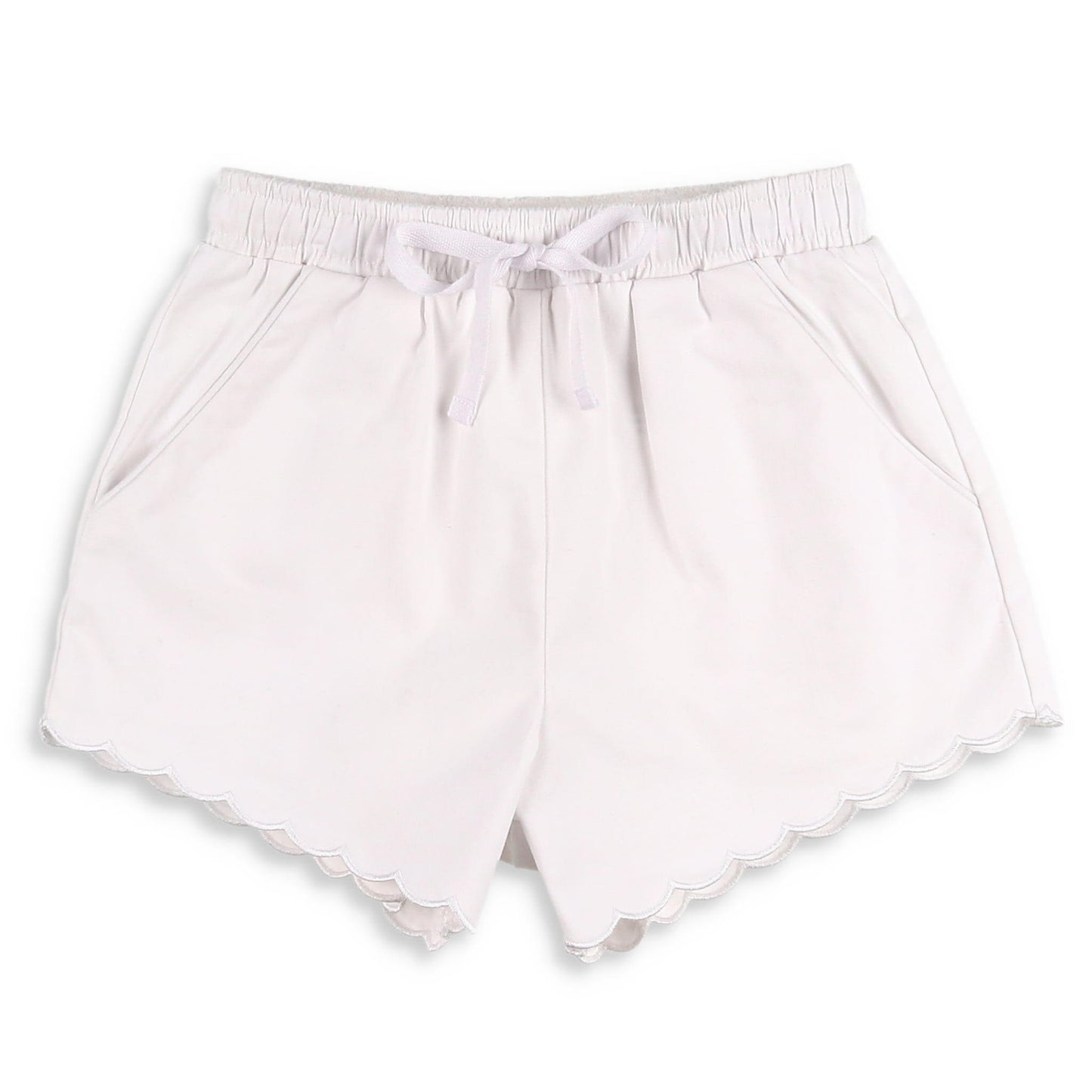 Girls White Scallop Shorts